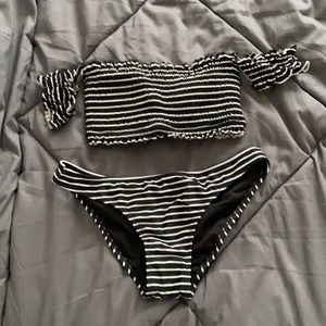 Black and white striped bikini